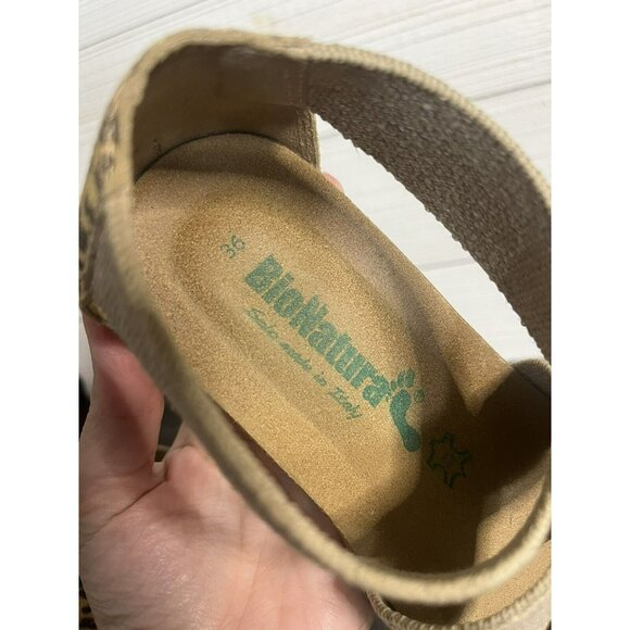 Wedge Bionatura Sandals In Brown Suede Leather And Animal Print Shoes Size 5 - Picture 6 of 8